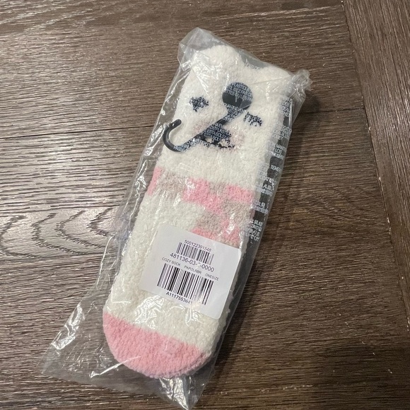 Old Navy Cozy White and Pink Socks - Picture 2 of 4